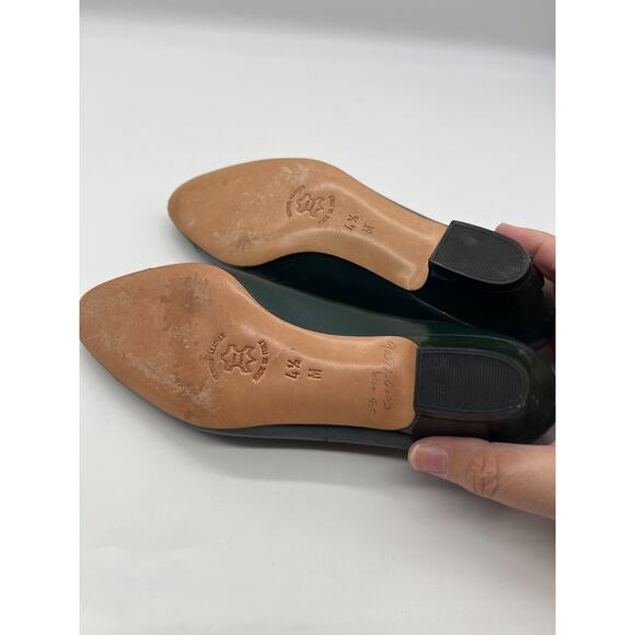 Vintage Amalfi Green patent round toe leather low heel pumps shoes 4.5 M - Picture 8 of 9